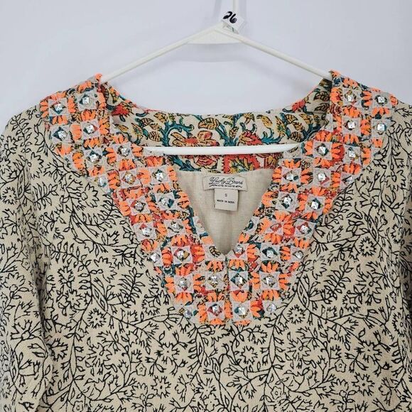 Lucky Brand Dashiki Shift Dress Cream Neon S - Picture 5 of 8